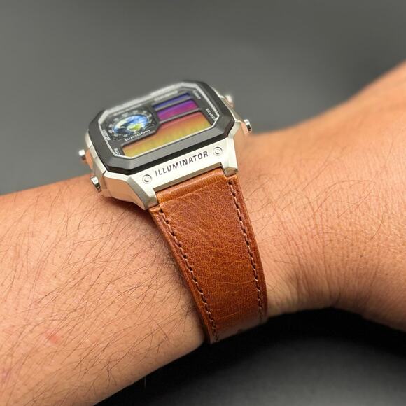 Casio AE1200WH Custom Sunset Filter Globe Leather Strap World Time - Picture 17 of 17